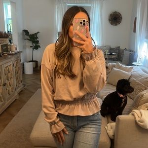 Vici Ruffle Sweater Top - Taupe